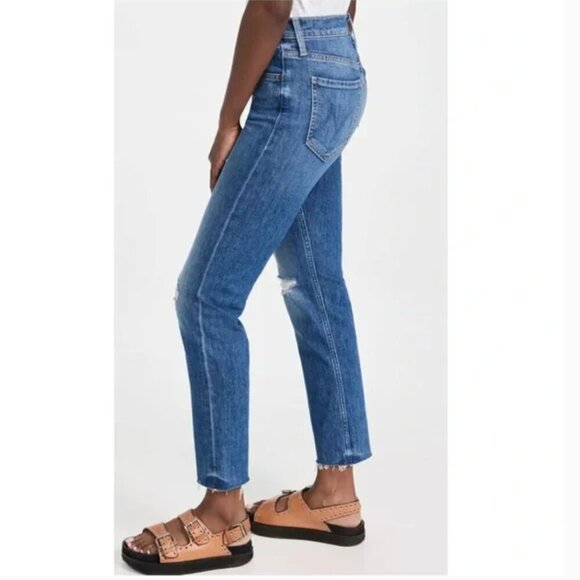 MOTHER The Tomcat Ankle Fray Jeans in Globe Trotter High Waist Raw Hem Size 25 - Picture 3 of 11